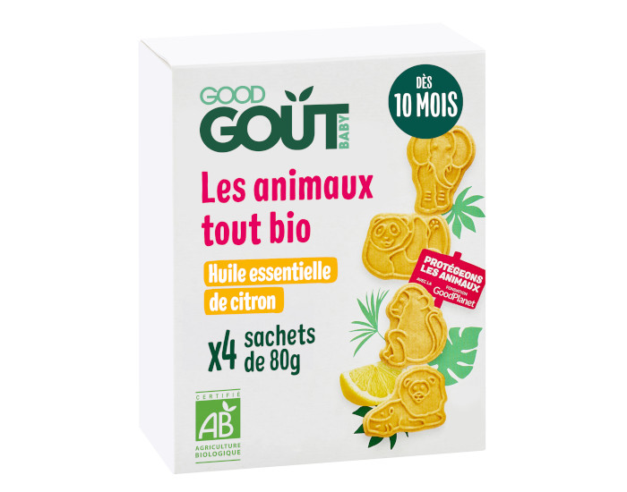 GOOD GOUT Biscuits Animaux Tout Bio au Citron - D�s 10 mois - 80g
