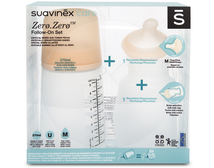 SUAVINEX Pack Biberon Zero-Zero Anti-Colique - D�bit Moyen - 270ml