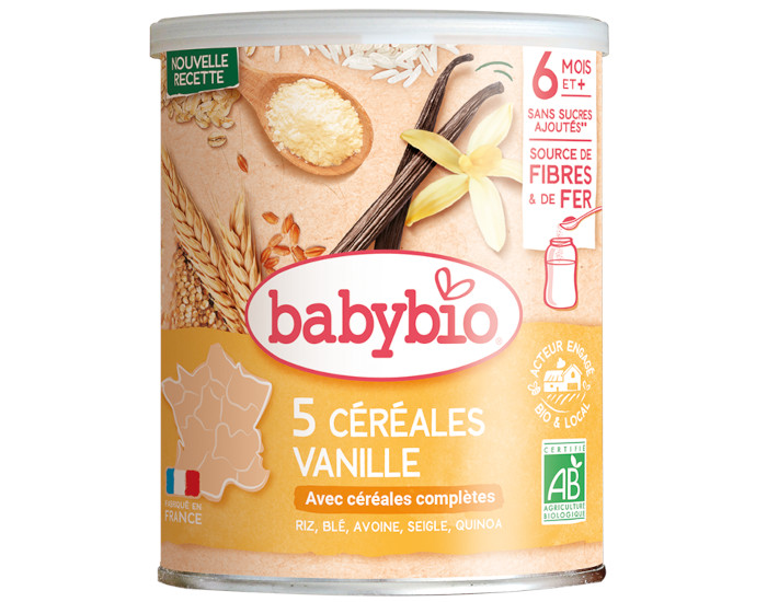 BABYBIO 5 C�r�ales Vanille - 220g - D�s 6 mois