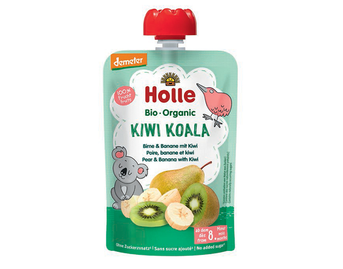 HOLLE Gourde Kiwi Koala - Poire Banane Kiwi - 100 g - D�s 8 mois 