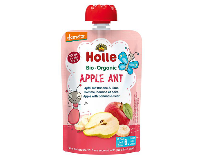 HOLLE Gourde Apple Ant - Pomme Banane Poire - 100 g - D�s 6 mois