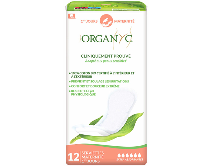 ORGANYC Serviettes Post-Partum Premiers Jours Maternit� - Boite de 12