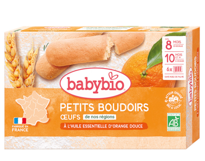 BABYBIO Boudoirs � l'Huile Essentielle d'Orange Douce - Nouvelle Recette - D�s 10 mois