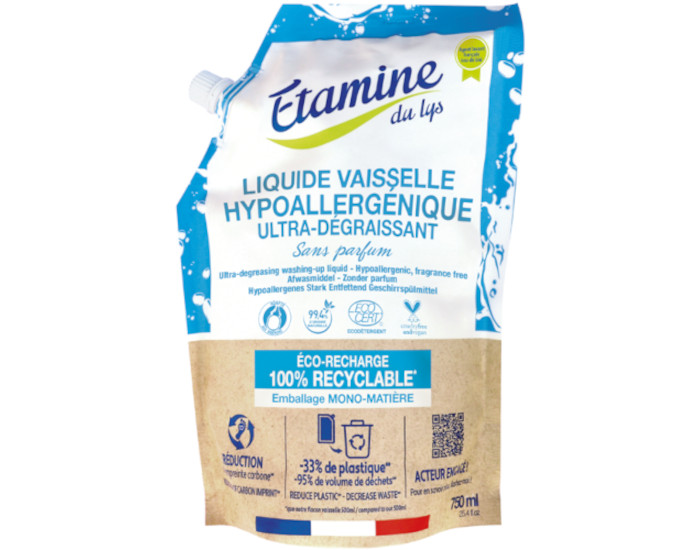 ETAMINE DU LYS Doypack Liquide Vaisselle Hypoallerg�nique  - Sans Parfum - 750ml