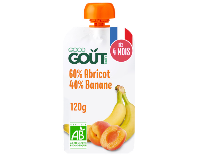 GOOD GOUT Gourde Banane Abricot - Pur�e B�b� 120 g- D�s 4 mois