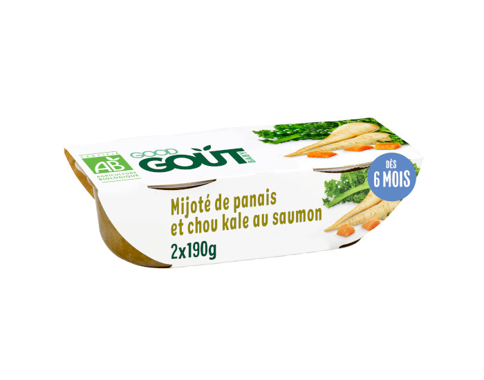 GOOD GOUT Petit Plat pour B�b� 2 x 190g - Mijot� Panais Chou Kale au Saumon - D�s 6 mois