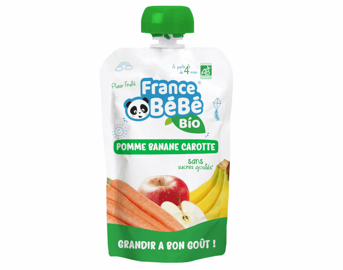 FRANCE BEBE BIO Gourde Pomme Banane Carotte - 100g - D�s 4 mois