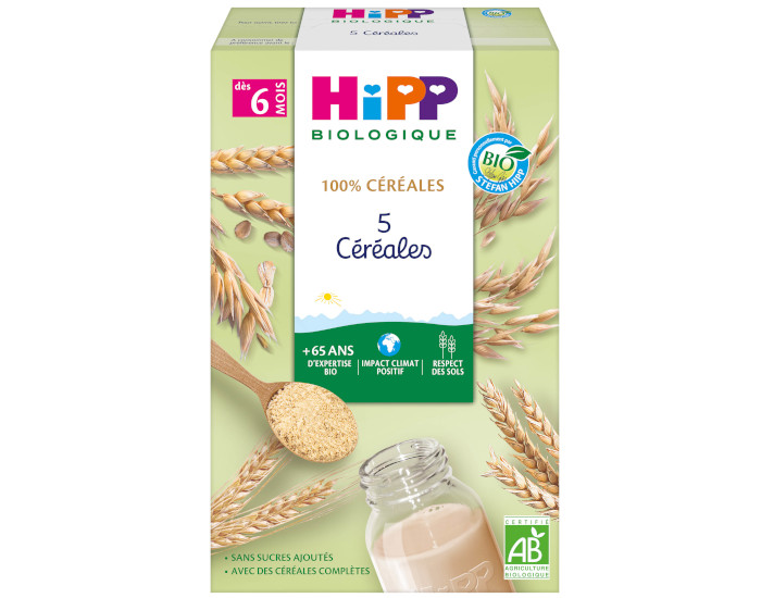 HIPP 100% C�r�ales - 5 C�r�ales - 250g - D�s 8 mois