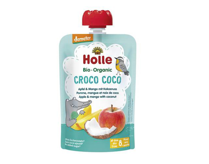 HOLLE Gourde Croco Coco - Pomme Mangue Noix de Coco -100 g - D�s 8 mois