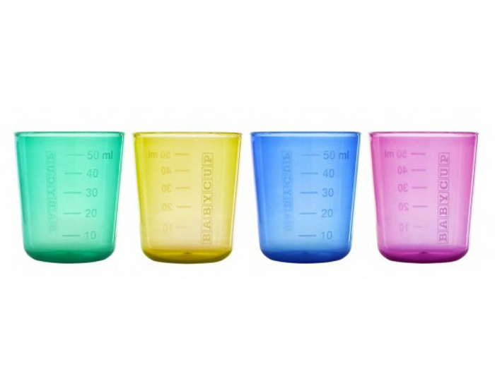 BABYCUP Lot de 4 Mini Tasses Gradu�es - Multicolore - D�s 4 mois
