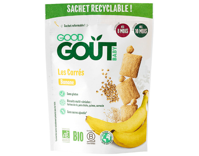 GOOD GOUT Biscuits Carr�s Banane - 50 g - D�s 8 mois