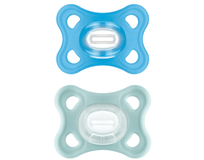 MAM Sucette Comfort en Silicone - 2/6 mois - Lot de 2 Bleu-Vert