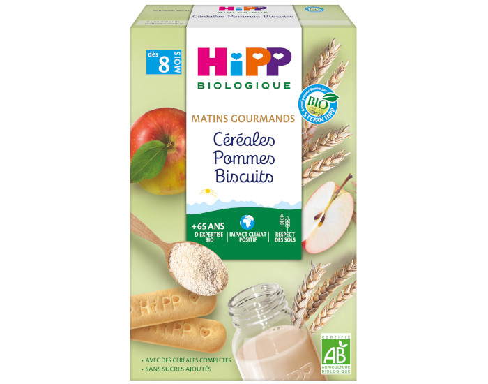 HIPP C�r�ales Matins Gourmands - Pommes Biscuits - 250g - D�s 8 Mois