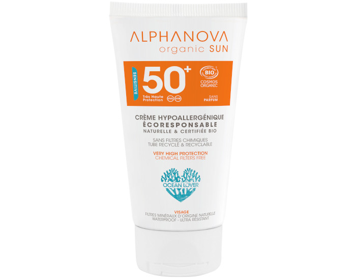 ALPHANOVA Cr�me Solaire Visage Hypoallerg�nique Sans Parfum SPF50+ Bio - 50 ml