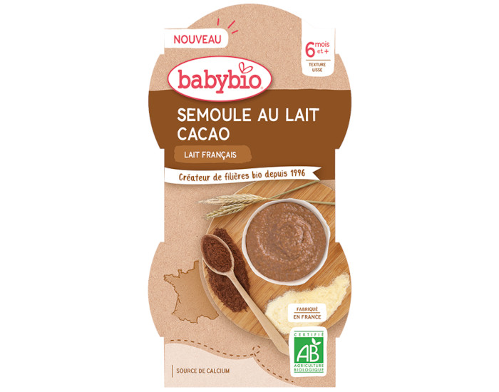 BABYBIO Bols Lact�s Semoule au Lait - 2 x 100 g - D�s 8 mois
