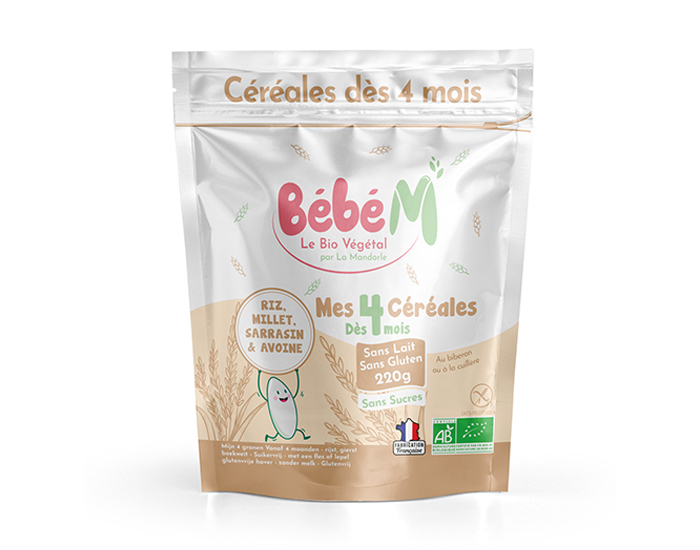 BEBE M Mes 4 C�r�ales - Avoine Sans Gluten - 220g - D�s 4 mois