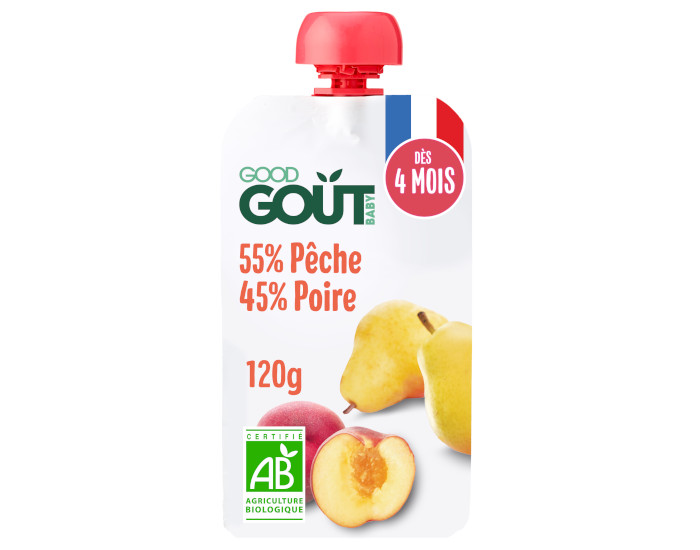 GOOD GOUT Gourde P�che Poire - Pur�e B�b� 120g - D�s 4 Mois