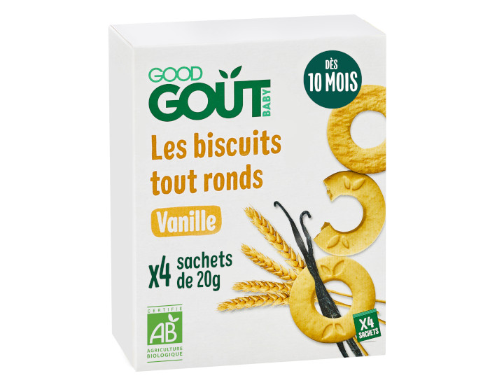 GOOD GOUT Biscuits Tout Ronds Vanille - 80g - D�s 10 mois