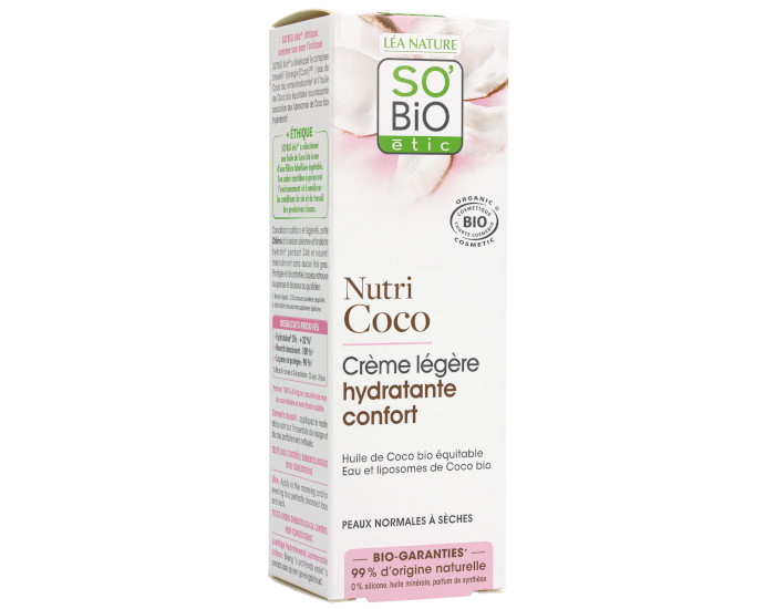 SO'BIO �TIC Cr�me L�g�re Hydratante Confort - Nutri Coco - 50 ml