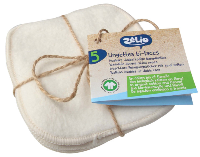 ZELIO Lot de 5 Lingettes Bi-faces Lavables