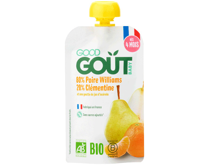 GOOD GOUT Gourde de Fruit pour B�b� 120 g - Poire Cl�mentine - D�s 4 mois