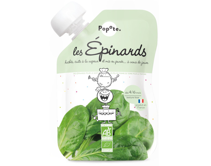 POPOTE Gourde Epinards Bio - 120 g - D�s 4/6 mois
