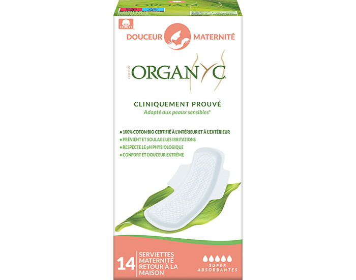 ORGANYC Serviettes Post-Partum - Retour � la Maison - 14 unit�s
