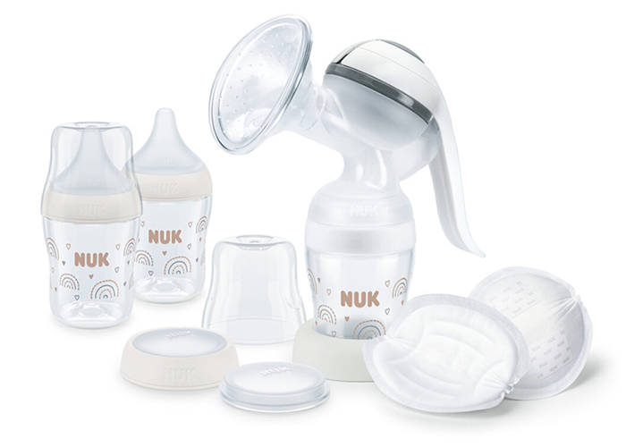 NUK Coffret Tire Lait Manuel Perfect Match + 3 Biberons 150 ml et Coussinets d'Allaitement