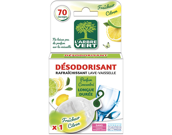 L'ARBRE VERT D�sodorisant Rafraichissant Lave-Vaisselle Fra�cheur Citron - 70 Lavages