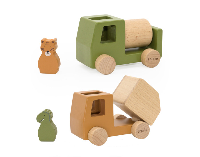 TRIXIE Set de Voitures en Bois Animaux - D�s 18 mois 