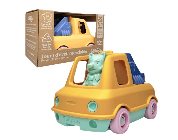 LE JOUET SIMPLE Mon Premier Camion Pompier en Plastique Recycl� - Jaune - D�s 12 mois