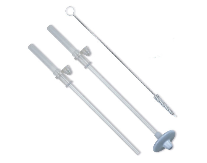 TUM TUM Lot de 2 Grandes Pailles en Silicone + 1 Leste + 1 Brosse pour Tasse 300 ml