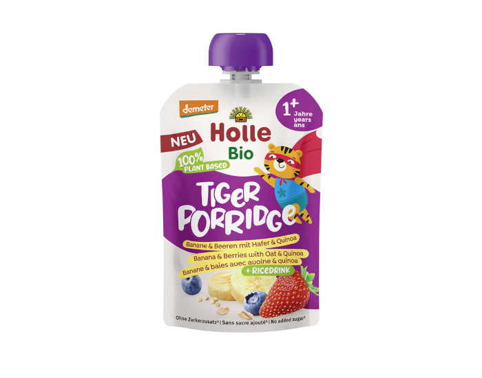 HOLLE Tiger Porridge - Gourde Banane et Fruits Rouges - 110 g - D�s 12 mois