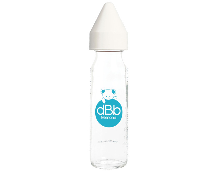 DBB REMOND Biberon en Verre R�gul'air 240ml Blanc - T�tine Caoutchouc
