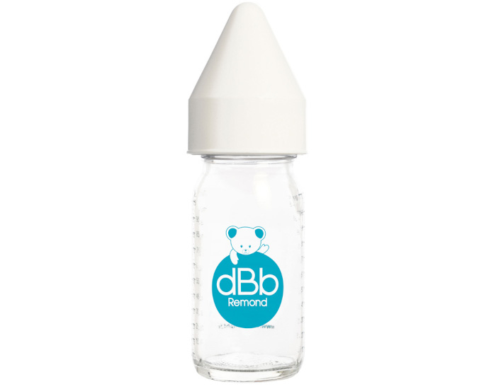 DBB REMOND Biberon en Verre R�gul'air 110ml Blanc - T�tine Caoutchouc