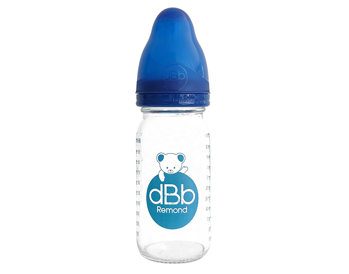 DBB REMOND Biberon en Verre Regul'air 110ml Bleu Oc�an - T�tine Silicone
