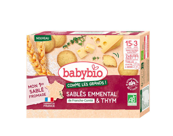 BABYBIO Sabl�s Emmental Thym - 72 g - D�s 15 mois