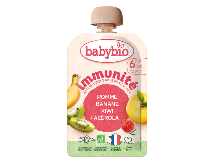 BABYBIO Gourde Pomme Banane Kiwi Ac�rola - Immunit� - 100g - D�s 6 mois