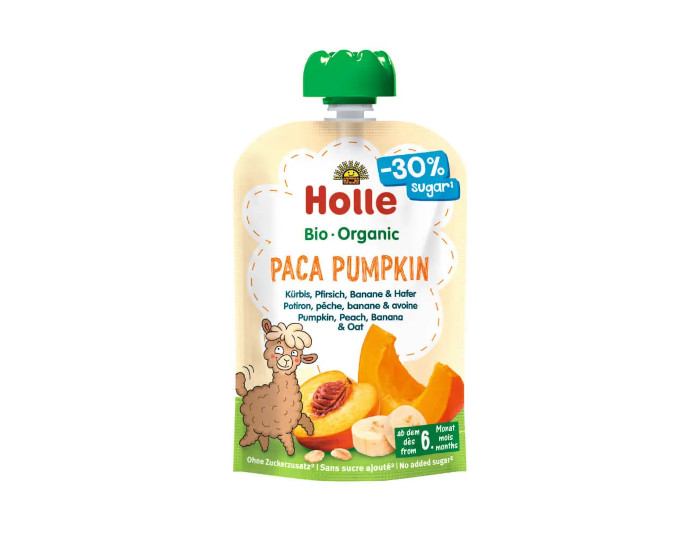 HOLLE Gourde Paca Pumpkin - Potiron, P�che, Banane et Avoine - 100g - D�s 6 mois