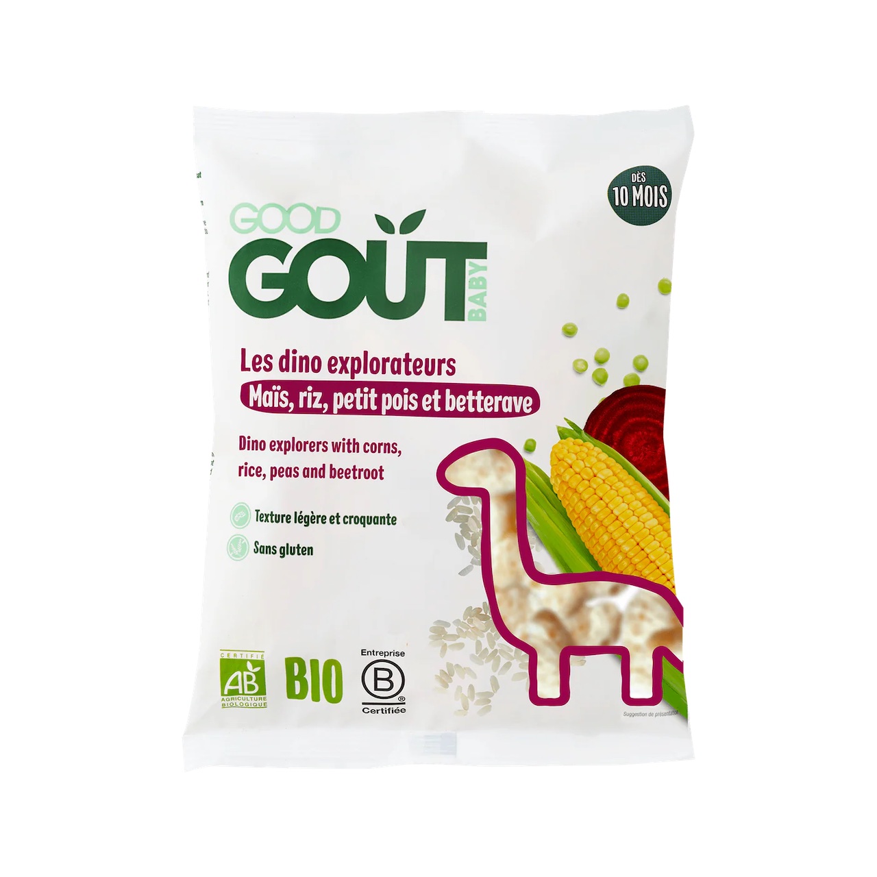 GOOD GOUT Les dino explorateurs - ma�s, riz, petit pois et betterave 35g - D�s 10 mois