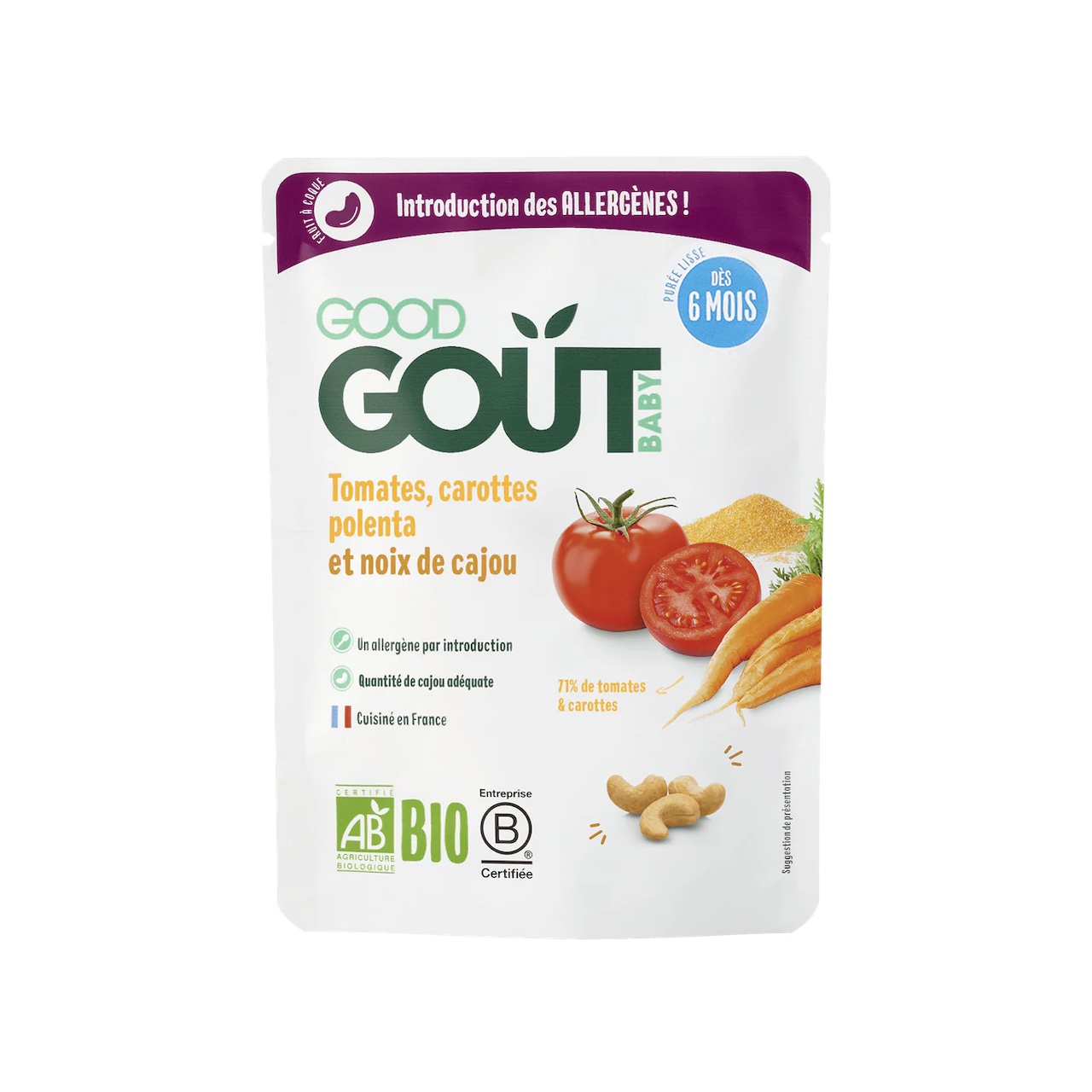 GOOD GOUT Tomates, carottes, polenta et noix de cajou 190g - D�s 6 mois