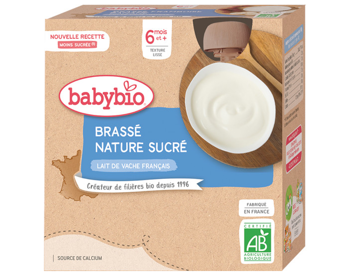 BABYBIO Gourde Lact� Brass� - D�s 6 Mois - 4 x 85g