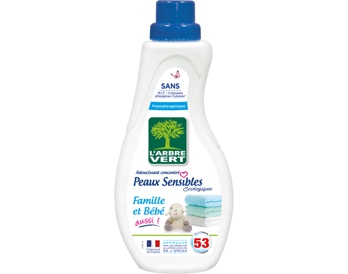 L'ARBRE VERT Adoucissant Peaux Sensibles Famille et B�b� - 53 Lavages 800 ml