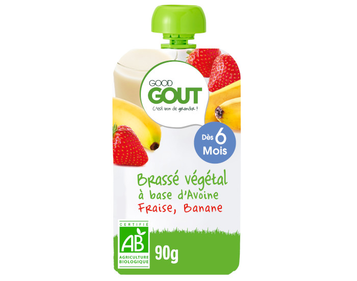 GOOD GOUT Gourde Brass� V�g�tal Avoine Fraise Banane - 90g - D�s 6 Mois
