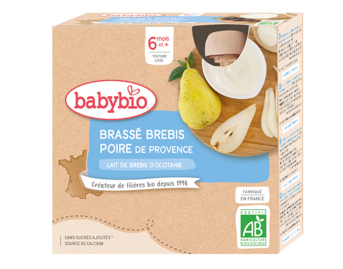 BABYBIO Gourdes Brass� au Lait de Brebis d'Occitanie - 4x85 g - D�s 6 mois Poire de Provence