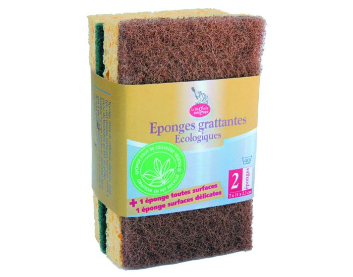 LA DROGUERIE ECOPRATIQUE Lot de 2 �ponges �co-Grattantes - Toutes surfaces et surfaces d�licates
