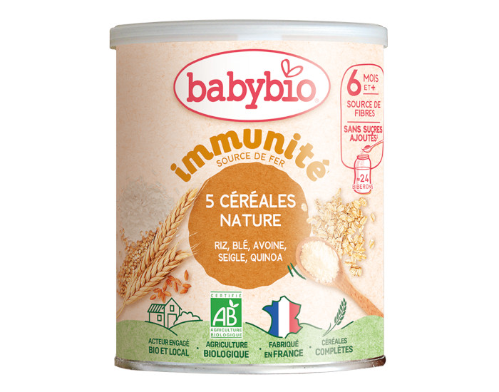 BABYBIO 5 C�r�ales Nature - 220g - D�s 6 mois