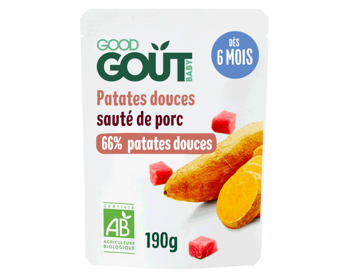 GOOD GOUT Petit Plat B�b� Patate Douce-Saut� de Porc - 190g - D�s 6 mois