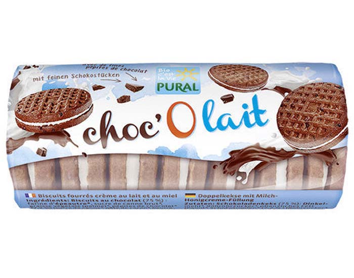 PURAL Choc'O Lait - Biscuits Chocolat Fourr�s Lait-Miel
