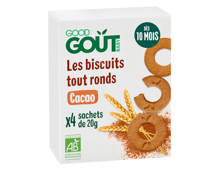 GOOD GOUT Biscuits Tout Ronds Cacao - 80g - D�s 10 mois